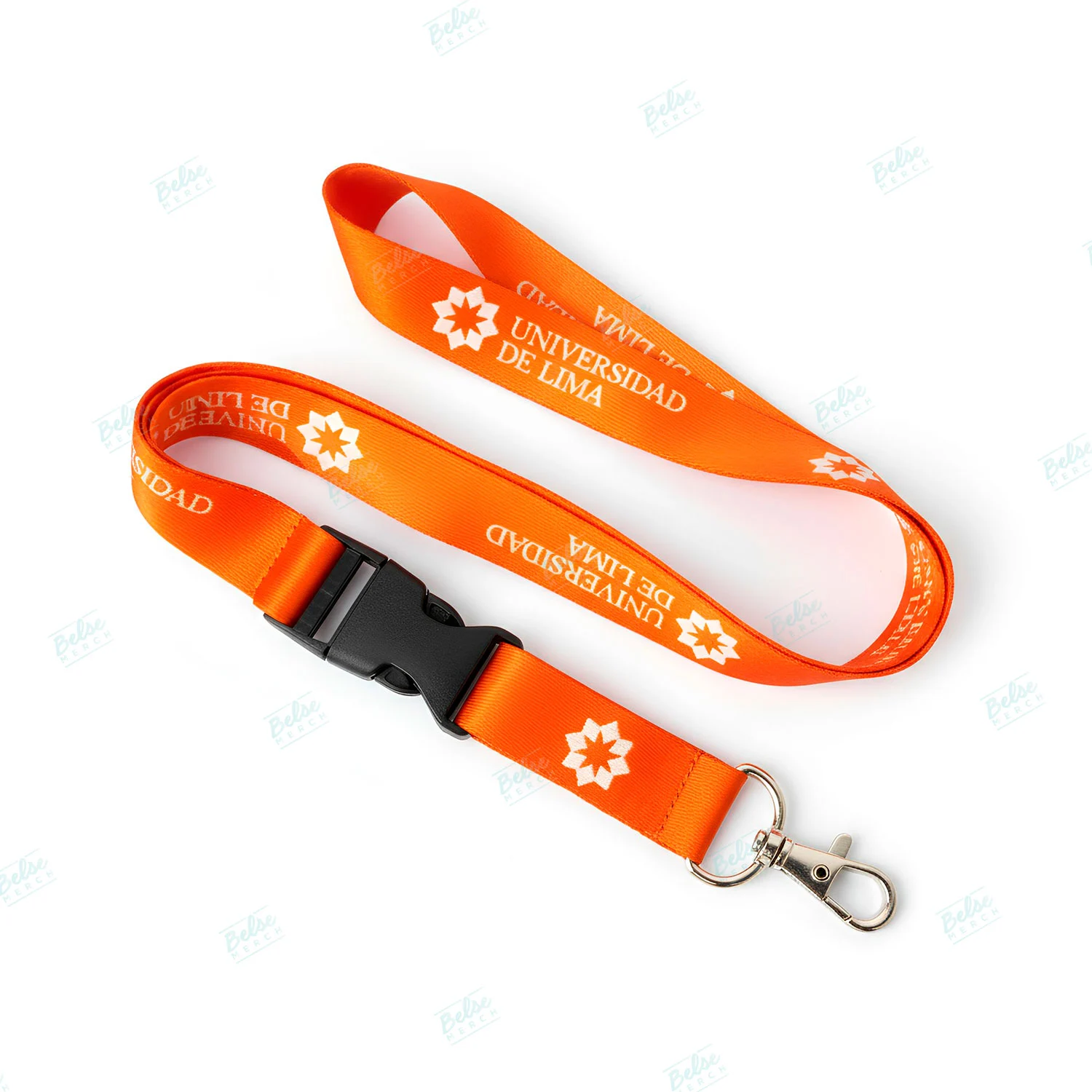 Lanyard con gancho de plastico negro merchandising personalizado lima miraflores