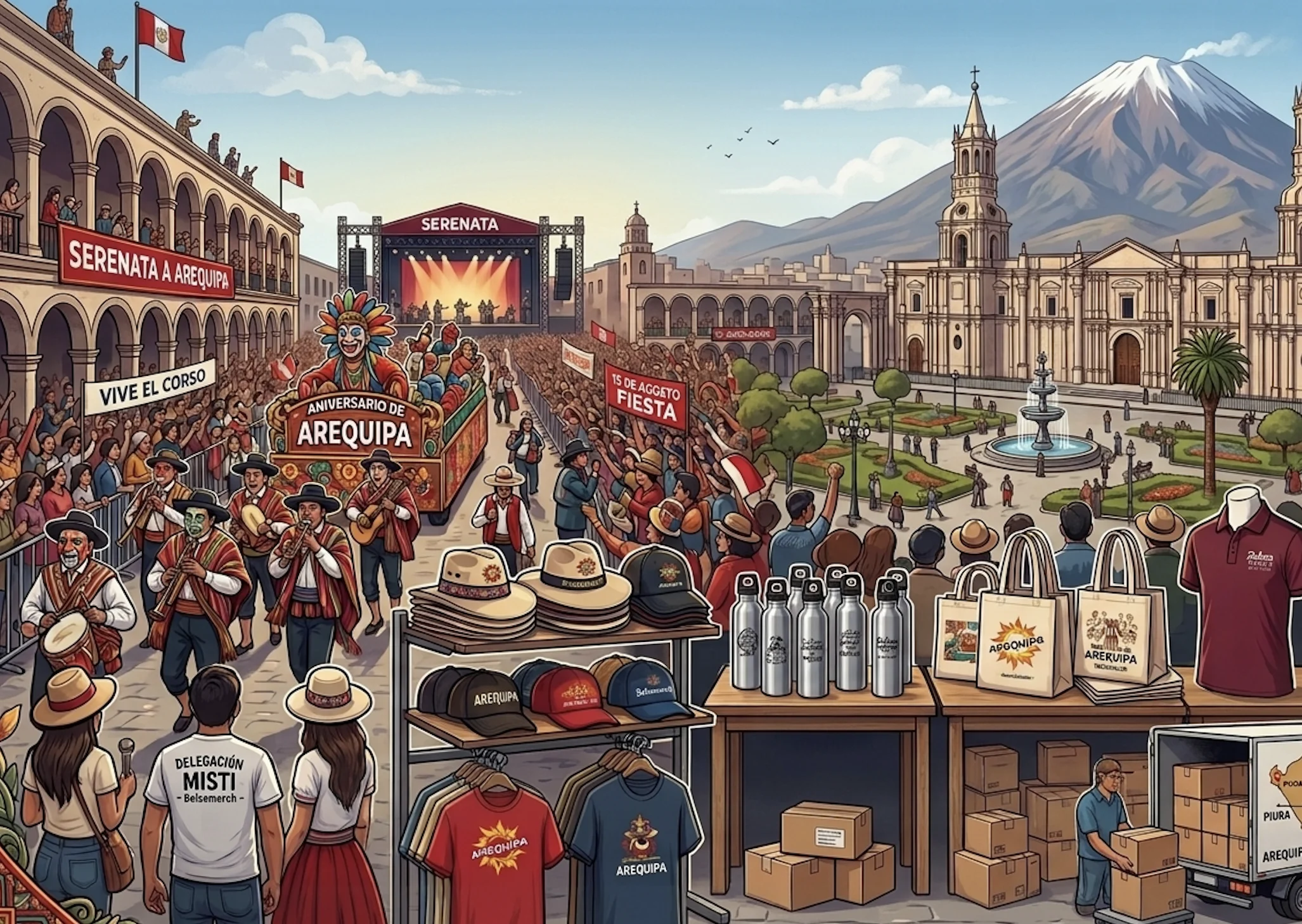 MERCHANDISING PARA FESTIVIDADES DIA DE AREQUIPA